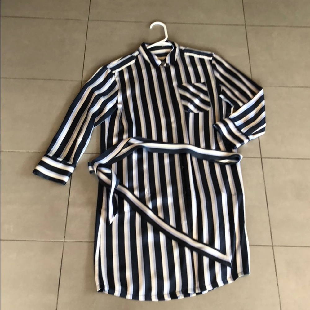 ATM blue stripe oxford dress